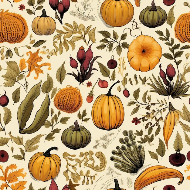 A Thanksgiving Menu With Pumpkins And Other Autumn Decorations In The