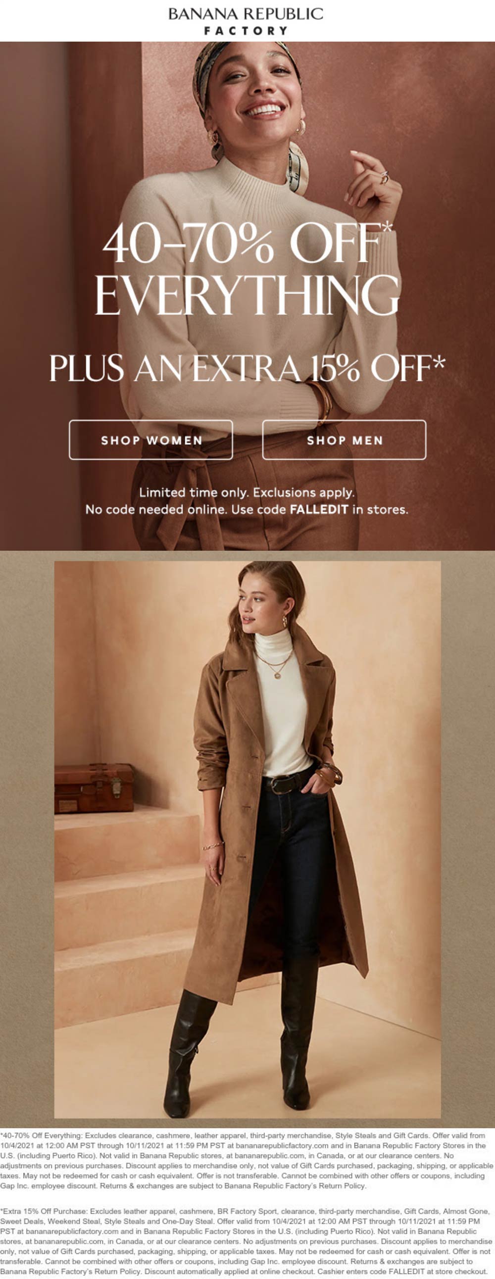 Banana Republic Factory Online Coupon Code Exclusive Offers