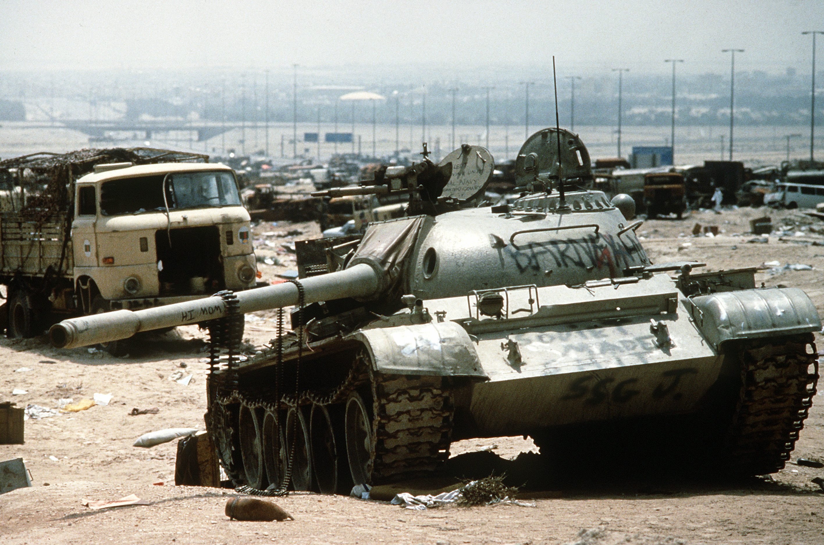 Destroyed Iraqi T 55 On The Highway Of Death During Operation Desert