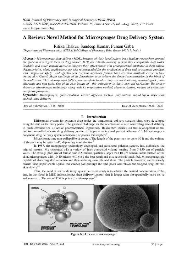 Figure 3 2 From A Review On Microsponges Novel Drug Delivery System