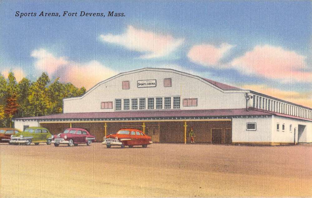 Fort Devens Massachusetts Sports Arena Street View Antique Postcard