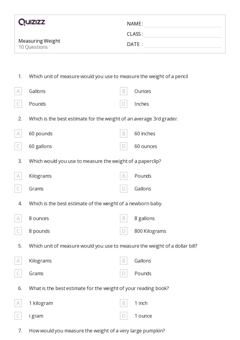 Free Grade 3 Measuring Worksheets