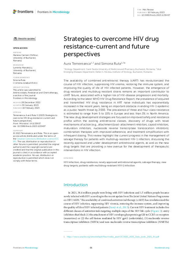 Frontiers Strategies To Overcome Hiv Drug Resistance Current And