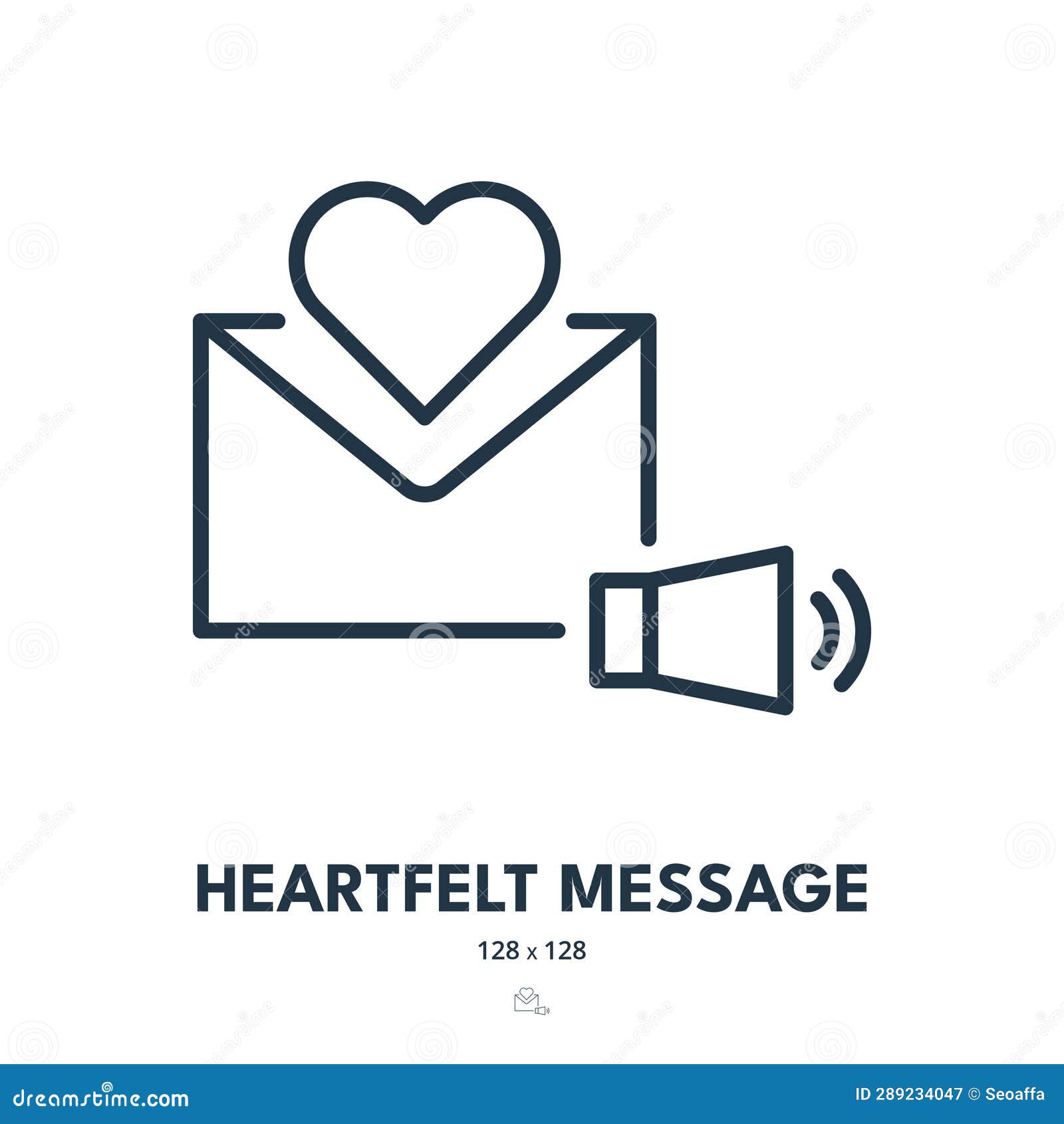 Heartfelt Message Icon Love Letter Heart Editable Stroke Simple