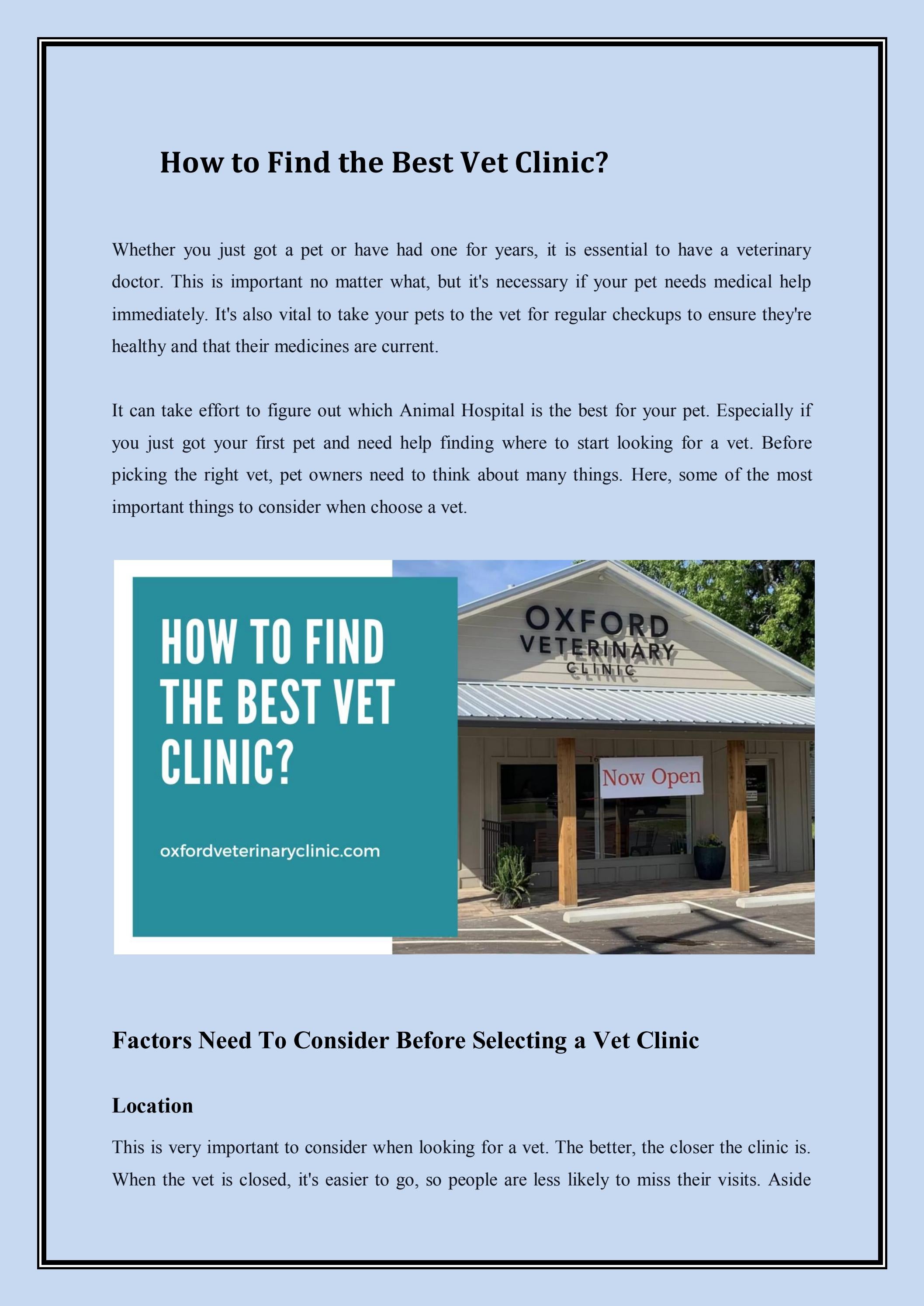 How To Find The Best Vet Clinic By Oxford Veterinary Clinic Issuu