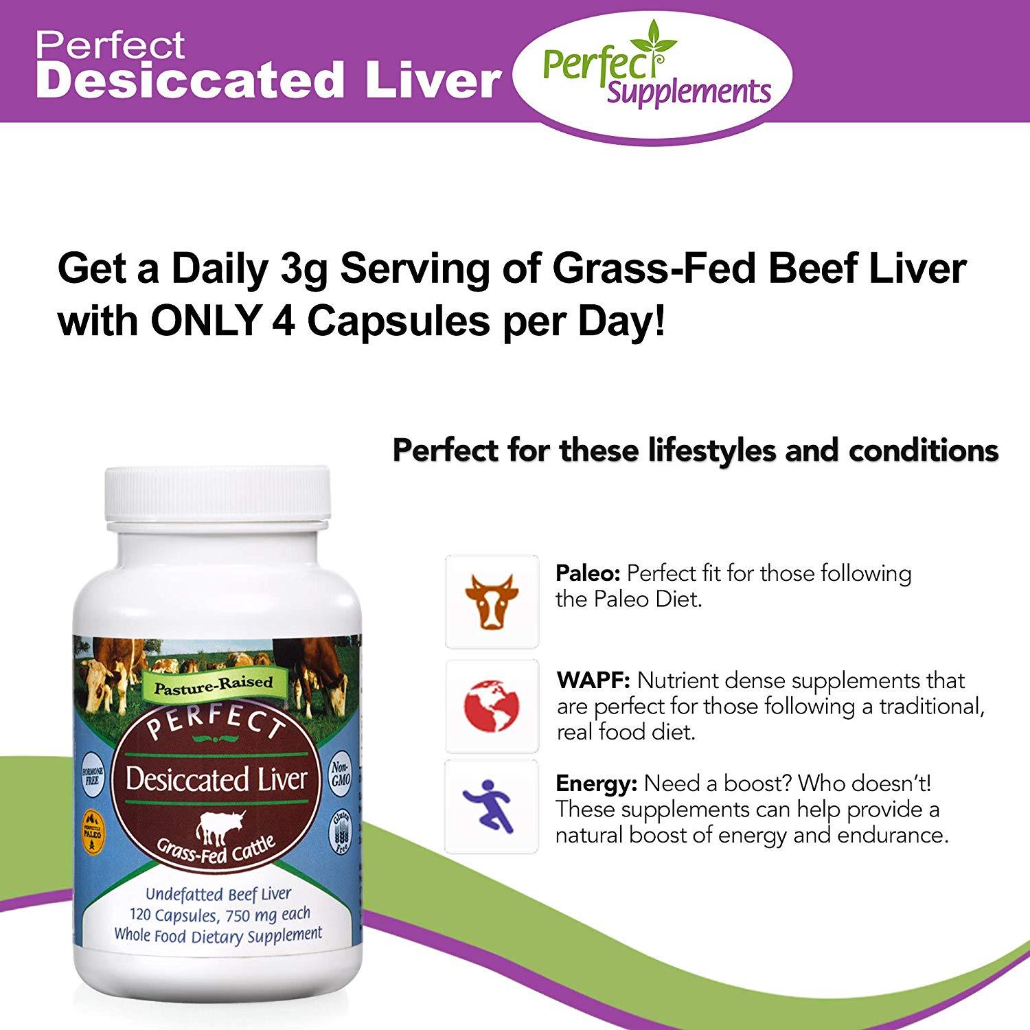 Perfect Desiccated Liver Capsules, 100% Grass Fed Undefatted Argentine ...