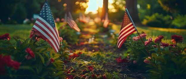 Tribute Of Flags Honoring Heroes At Sunset Concept Military Appreciation Sunset Silhouettes