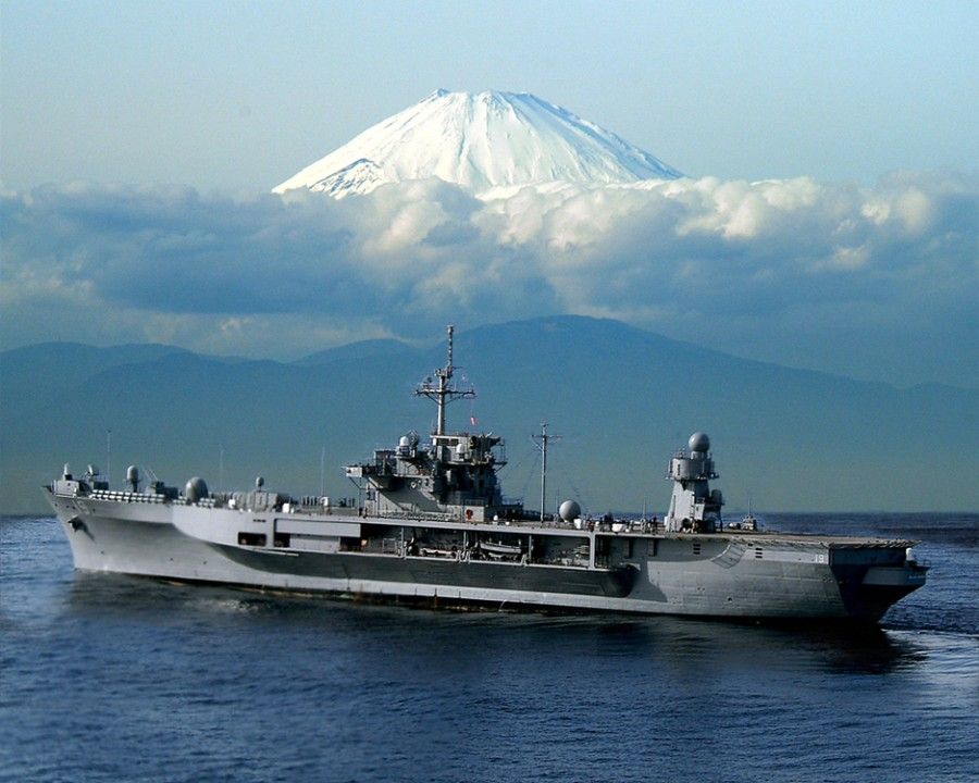 U S Navy 7Th Fleet Flagship Uss Blue Ridge In The Indian Ocean After Departing From A Port Visit