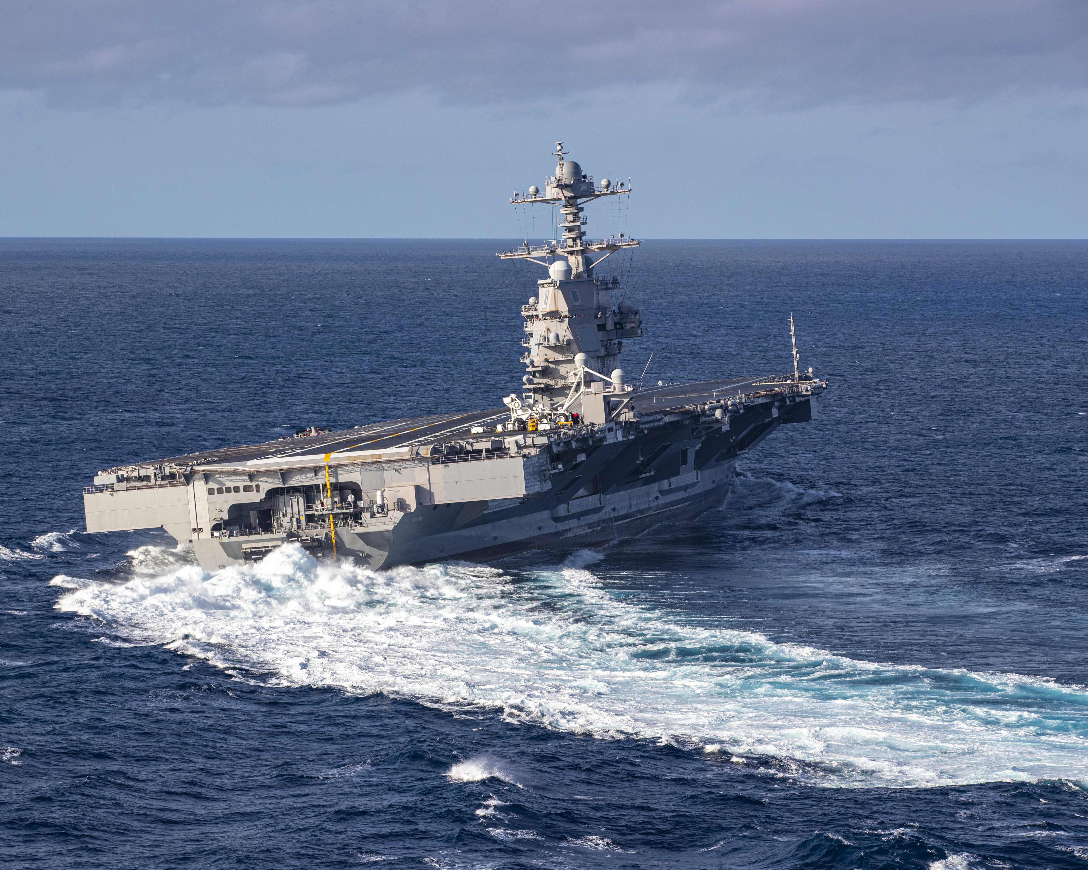 U S Navy Aircraft Carrier Uss Gerald R Ford Cvn 78 Performs A