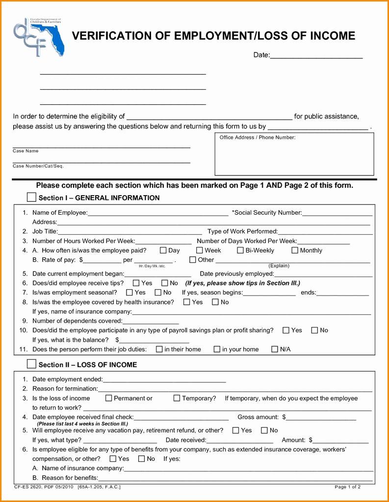 Food Stamps Verification Letter Template