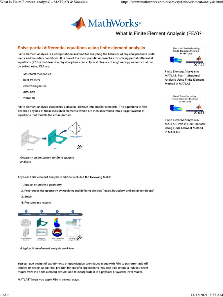 What Is Finite Element Analysis Matlab Simulink